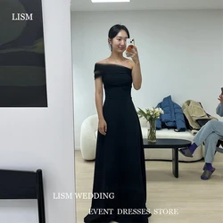 LISM Simple A Line Black Evening Dresses Korea Women Wedding Photoshoot Bolero Party Formal Dress Night Event Dress Custom Made