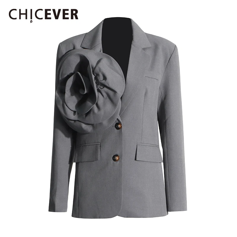 

CHICEVER Patchwork Appliques Slimming Blazers For Women Notched Collar Long Sleeve Temperament Tunic Blazer Female Clothing New