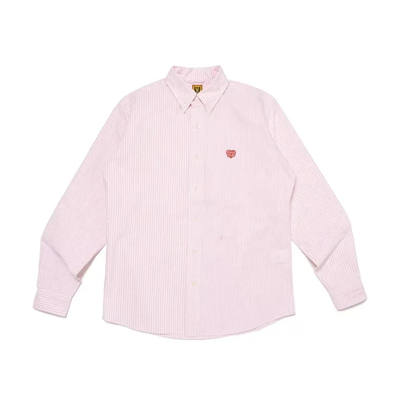 Human Made 25AW Stripe Oxford Heart Stitch Long Sleeve Shirt for Men Women