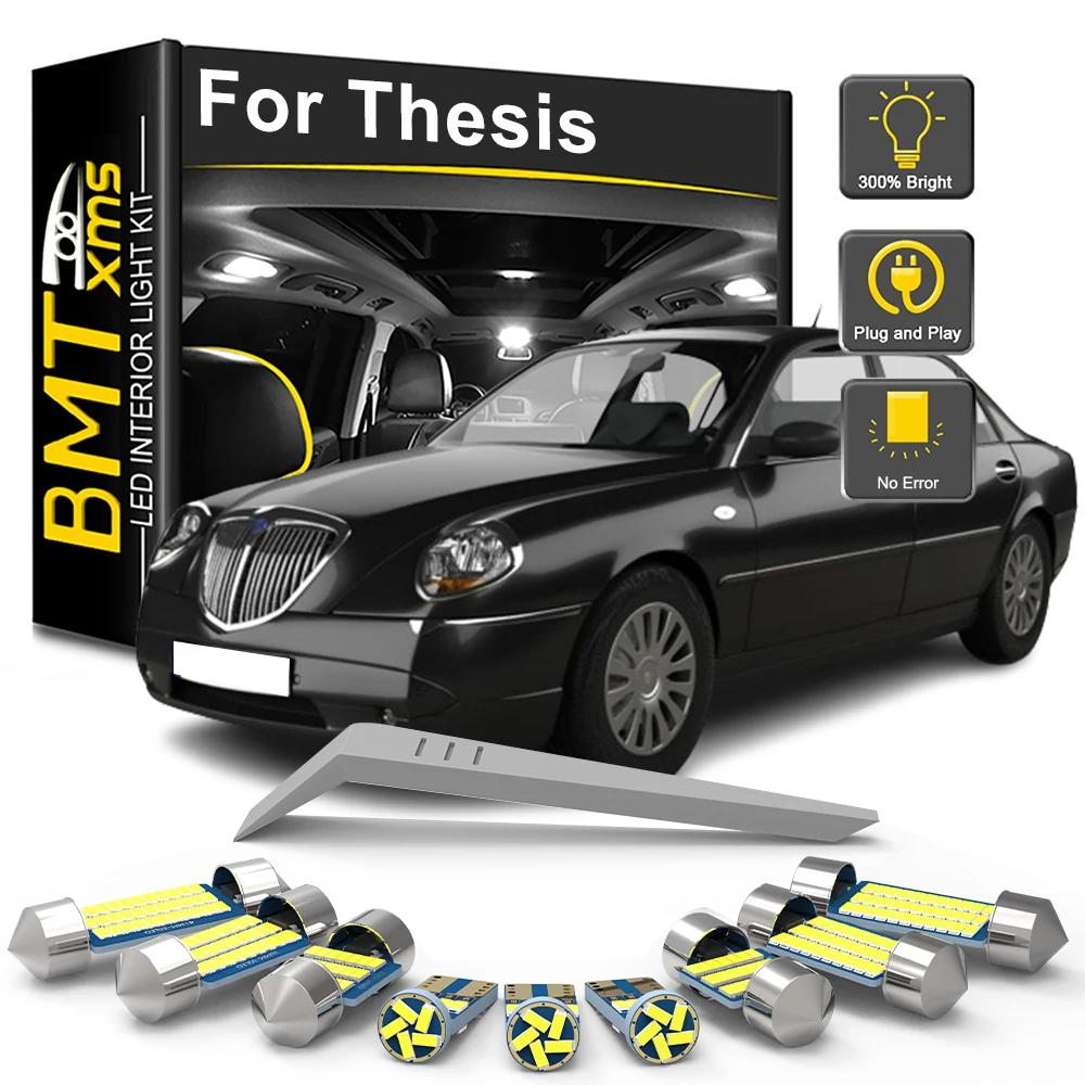 BMTxms 10Pcs LED Interior Light Bulb Kit For Lancia Thesis 2002 2003 2004 2005 2006 2007 2008 2009 Car Indoor Dome Trunk Canbus