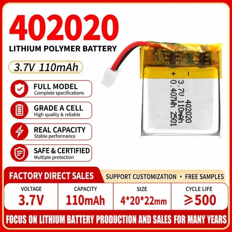 3pcs 402020 Polymer Lithium Battery 3.7V cfor Tracker Insect Repellent and Mouse Repellent Rechargeable Soft Pack Battery