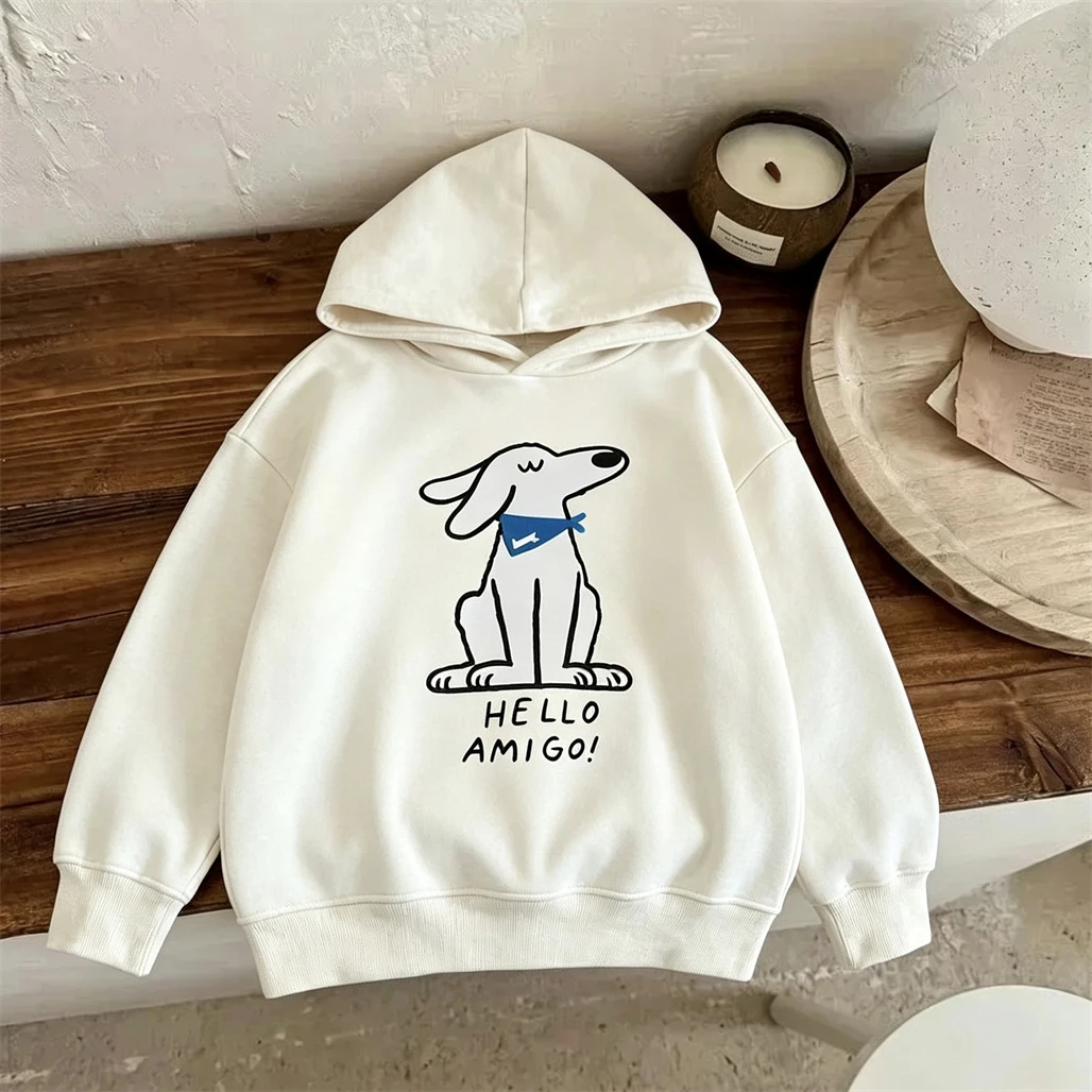 Blue Black Beige Hooded Tops Fashion Casual Sports Clothing Long-sleeved Pullovers Boys And Girls Loose Sweatshirts Outer Wear