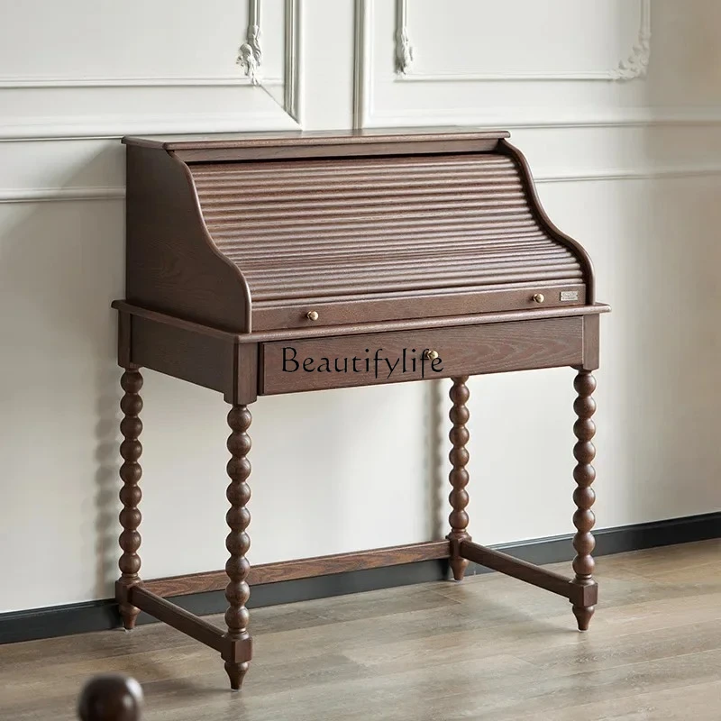 French retro solid wood dressing table, dressing cabinet, integrated bedroom dressing cabinet, bedside storage