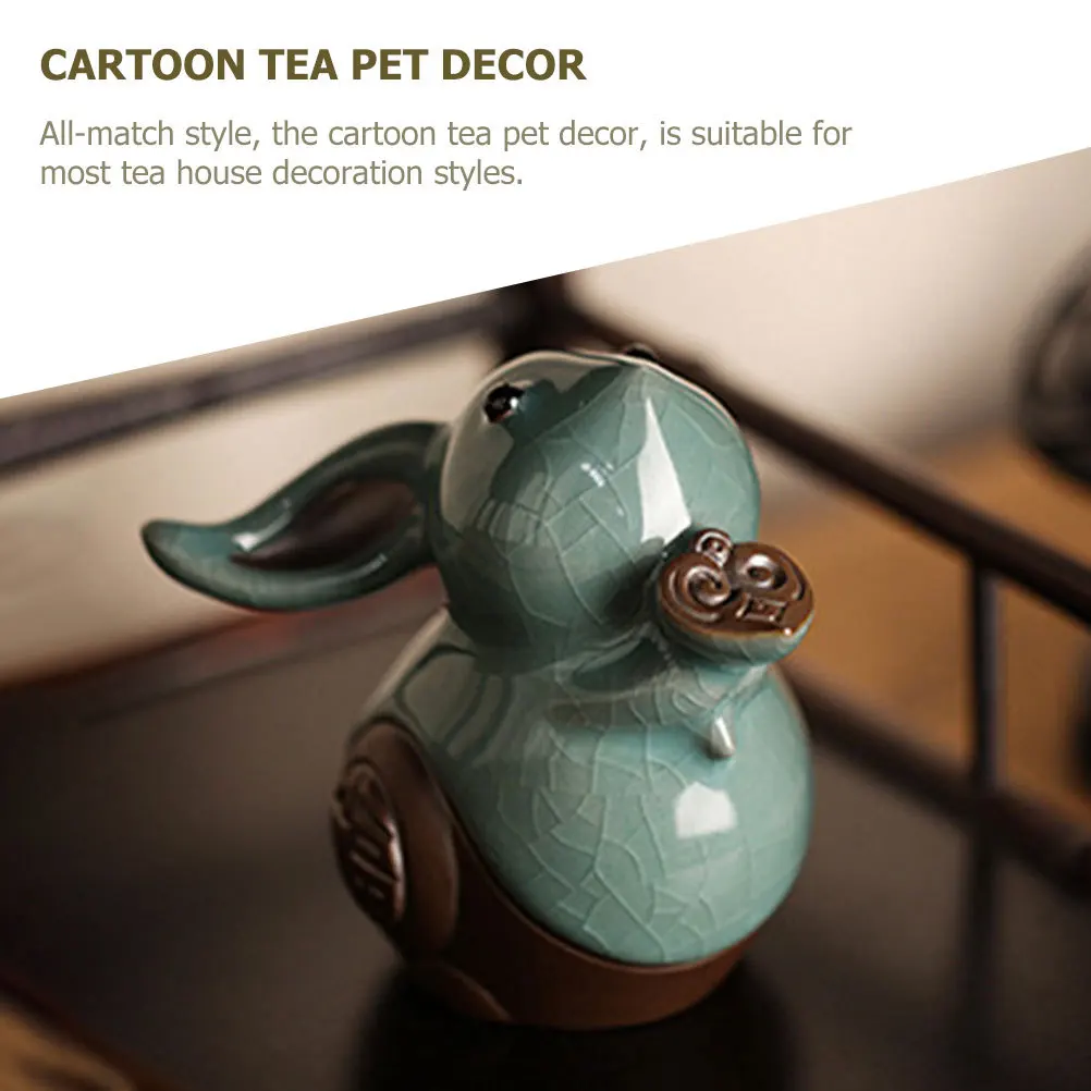 

Ceramic Rabbit Tea Pet Decor Premium Kung Fu Tea Ornament for Desktop Tabletop Year of The Rabbit Zodicac Animal Craft