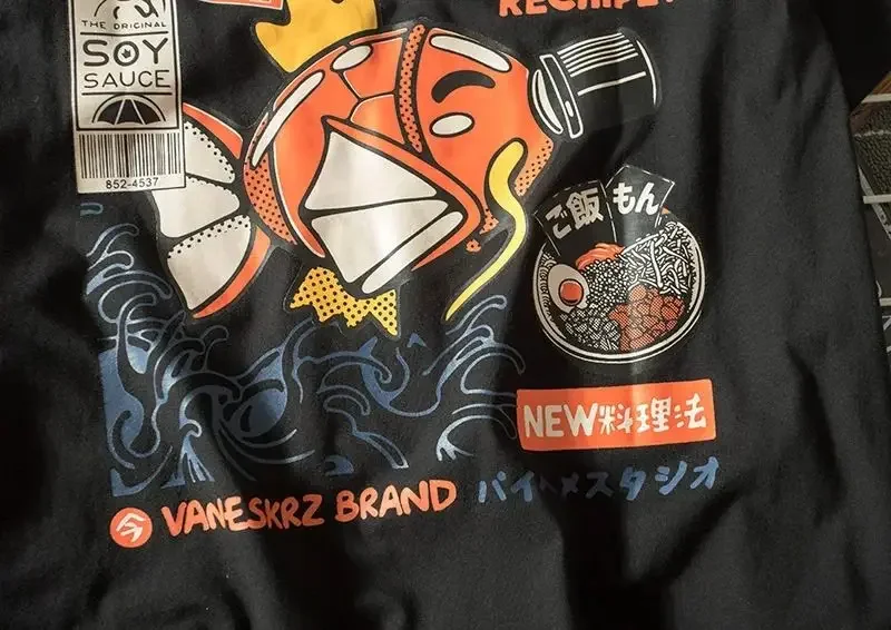 ملابس الوالدين والطفل الصيف Harajuku النمط الياباني قصيرة الأكمام تي شيرت الرجال المد العلامة التجارية الشارع فضفاض زوجين القمم الملابس