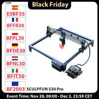 SCULPFUN S30 Pro 10W Laser Engraver Cutter, Automatic Air-assist, 0.06x0.08mm Laser Focus, 32-bit Motherboard, 410x400mm