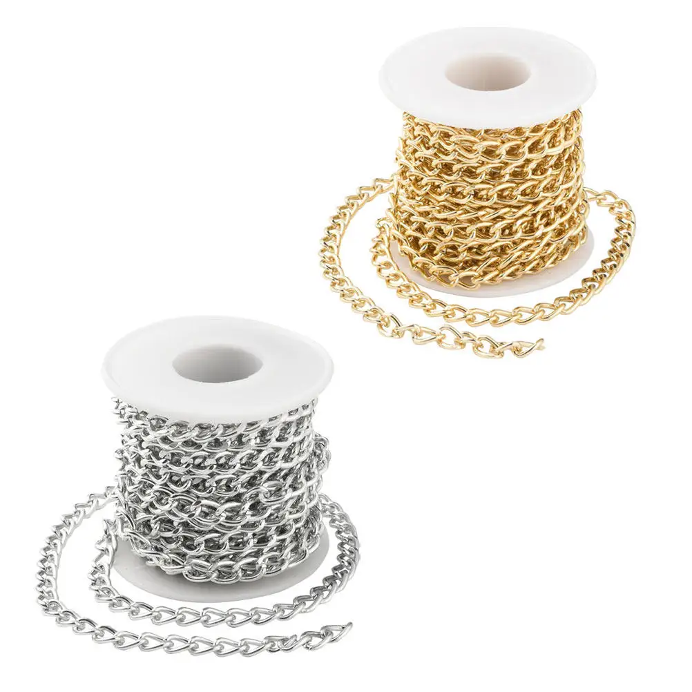 2 Rolls Aluminium Chain Metal Link Chain Long Lasting DIY Necklace Bracelet Bag Chains Jewelry Making DIY Jewelry Accessories