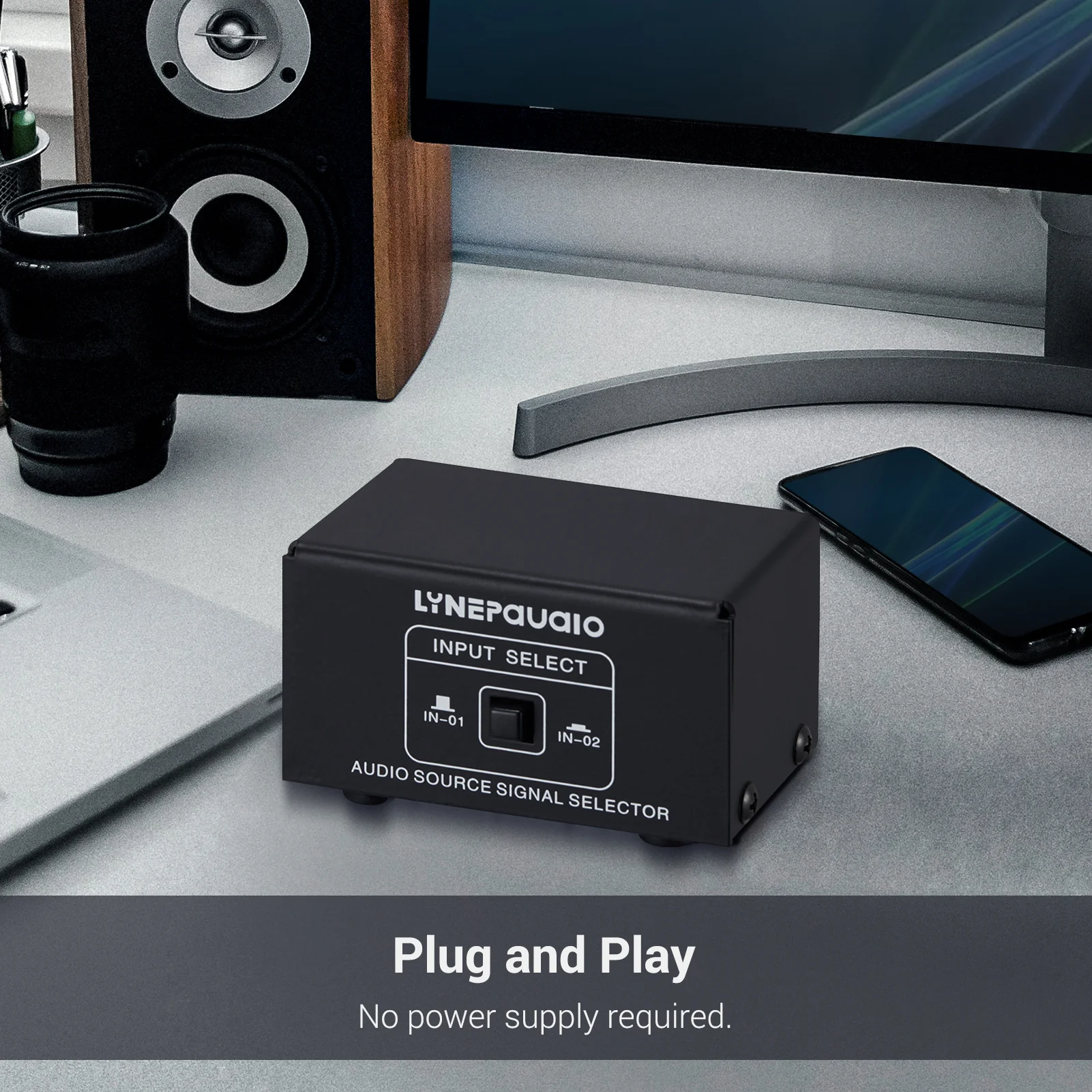 YNEPAUDIO Audio Switcher RCA 2 in 1 Out / 1 in 2 Out A/B Switch Stereo Audio Splitter Box with No Distortion RCA Jack