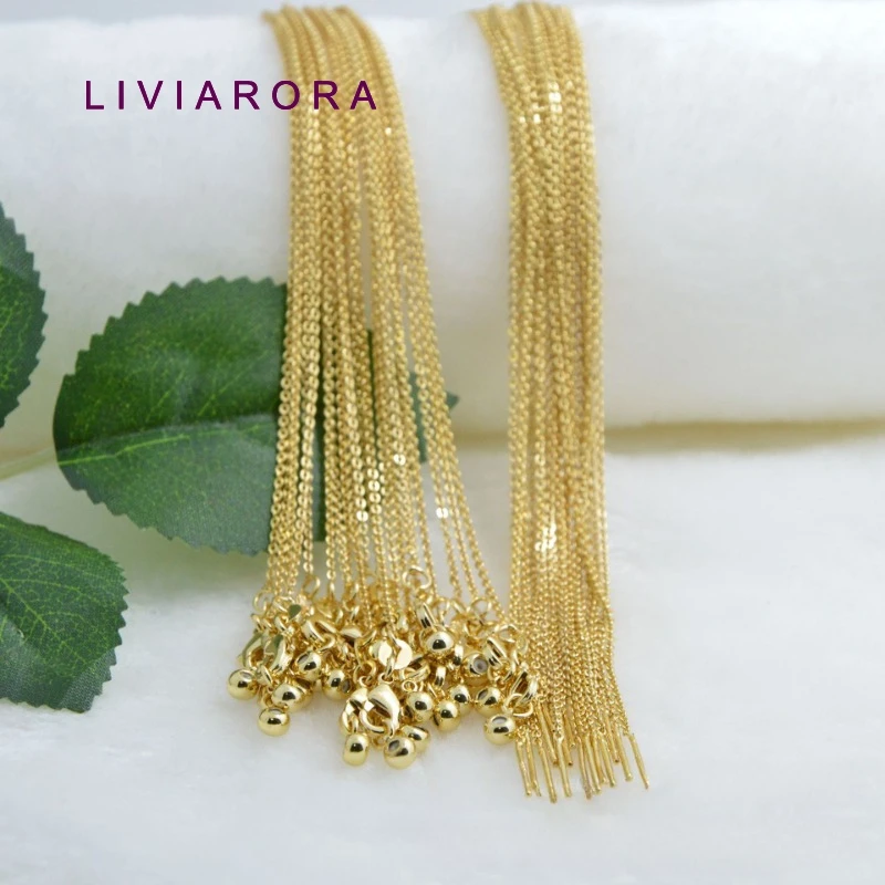 1/2/3 piezas de cadena de eslabones en O de latón chapado en oro de 18 quilates de 45/50/60 cm para la fabricación de joyas, cadena fina de 1 mm para hacer collares, suministros para la fabricación de collares DIY