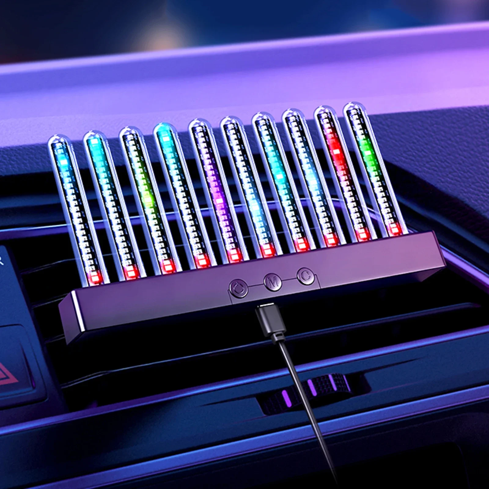 Einstellbares LED-Spektrumlicht mit mehreren RGB-Farben für die Innenausstattung von Autos zur Dekoration und als Innenzubehör. – Detail 9