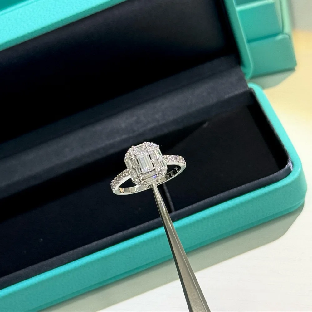 2024 S925 New Trend Classic High Quality Brand Luxury Women's Jewelry Square Ring Zircon Anniversary Birthday Gift