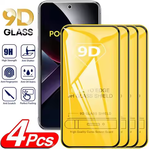 4PCS Screen Protector for POCO X7 X6 X5 X4 X3 Pro C75 C65 C40 Protective Tempered Glass for POCO M7 M6 F6 F5 Pro 9D Glass Film