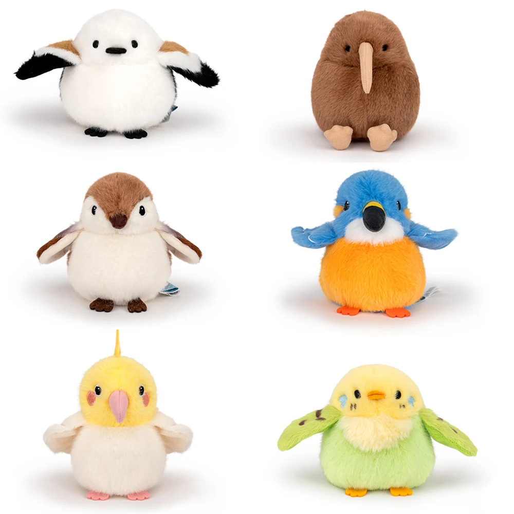 11cm Niedliche Vogel-Plüschtiere Realistische Papageien, Spatzen, Drosseln, Eisvögel Weiche Puppen-Plüsch-Schlüsselanhänger Gefüllte Vogelnest-Heimdekoration