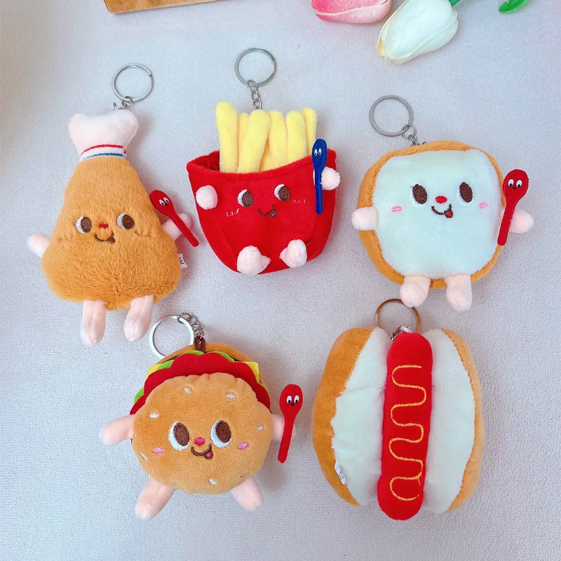 20pcs  Fast Food Doll Plush Toys Fries Burger Leg Toast Drumstick Hamburger Hot Dog Chips,Deposit First to Get Discount much