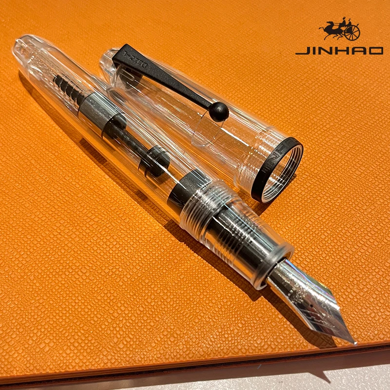 Jinhao 9019 Füllfederhalter Dadao Serie Transparent mit Schwarzem Rand Feine Spitze Großer Konverter Glattes Schreibgerät – Detail 9