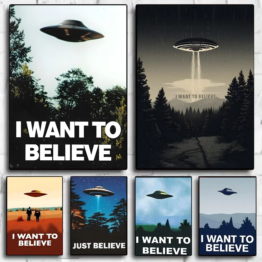 Movie The X-Files I Want To Believe Wall Art Poster Living Room Bar Cafe Bedroom Office Bedroom Home Wall Decor Canvas Painting