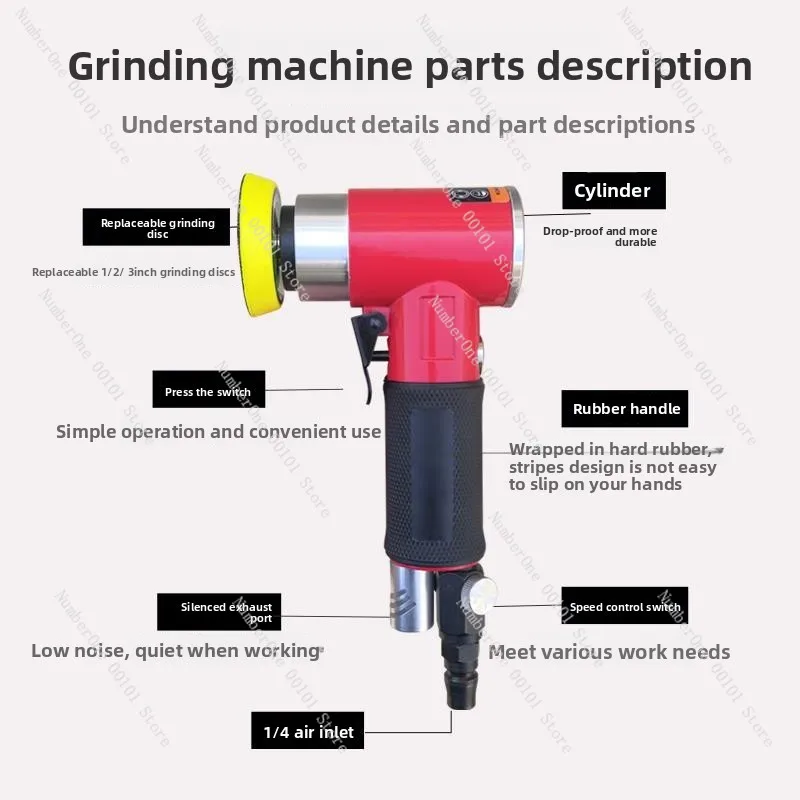 2inch Small Polishing Machine Pneumatic Grinder Polisher Eccentric Straight Center