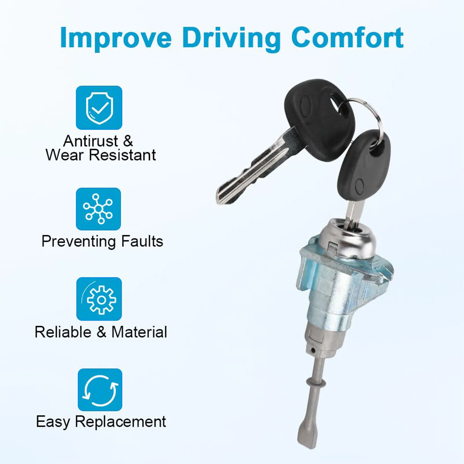 Power Door Lock Cylinder 81970-2HA00 Replacement for Elantra 2006 2007 2008 2009 2010 Front Driver Side Power Door Lock Cylinder