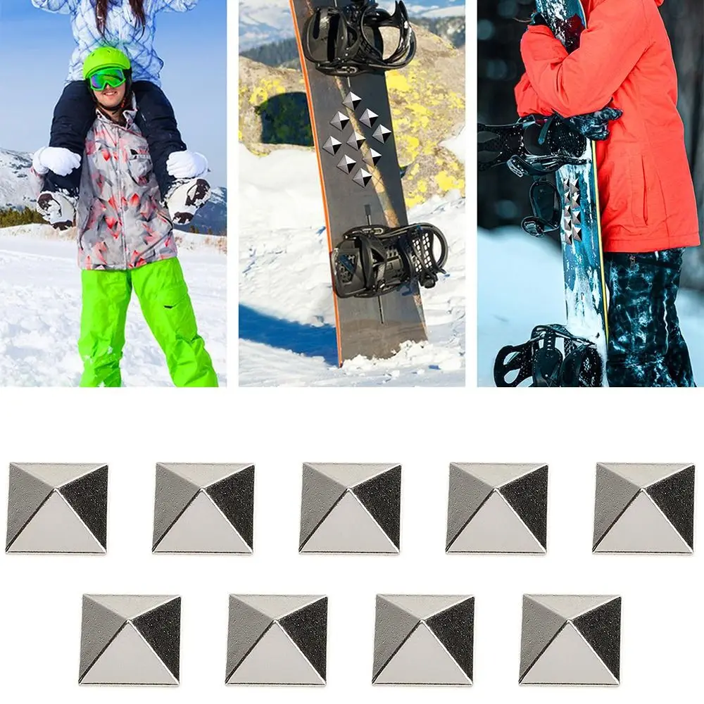 Almohadillas para Snowboard de aleación de zinc, tachuelas piramidales que proporcionan agarre Extra, almohadilla para Stomp portátil antideslizante, 10 Uds.