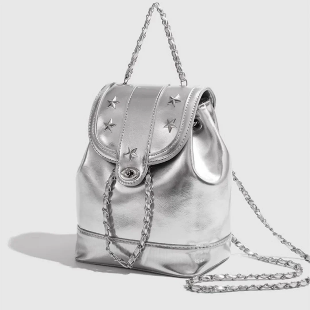 여성용 배낭 세련된 실버 휴대용 배낭 통근 모든 경기 Schoolbag 고가치 핸드백 휴일 선물 여행 가방