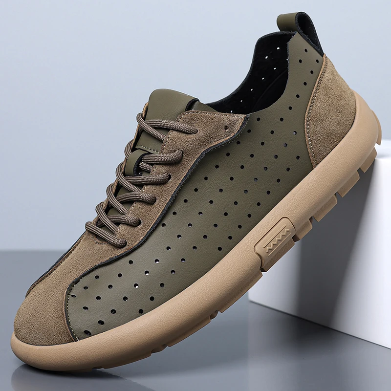 Male Outdoor Walking Footwear Simple Low Key Styling Light Wearproof Sole Breathable All Match Casual Sneakers
