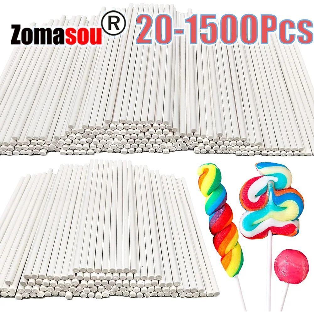 20-1500Pcs Paper Lollipop Sticks Solid Core White for Party Dining Chocolate Sugar Candy Lolly Pop Sucker sticks Cake Pop Stick