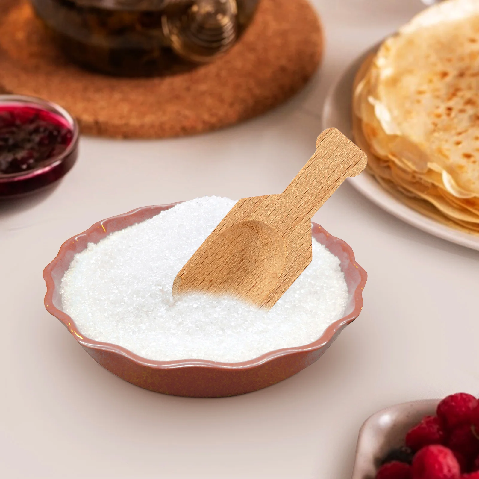 

3pcs Wooden Scoops Compact Wood Scoop For Tea Medicine Powder Sugar Salt Flour Grain Laundry Reusable Multi-Function Household