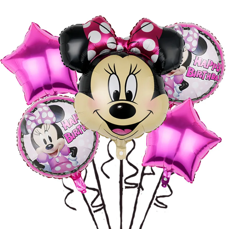 ديزني-ميني ميكي ماوس بالون الرأس ، بالونات الهيليوم ، استحمام الطفل ، زينة حفلة عيد ميلاد ، 24 "، 5 قطعة