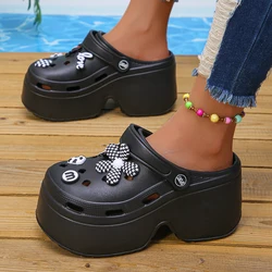 Fashion Women's Chunky Platform Sandals 2024 Summer Thick Bottom Diy Clogs Garden Shoes Women Closed Toe Non-Slip Beach Slides