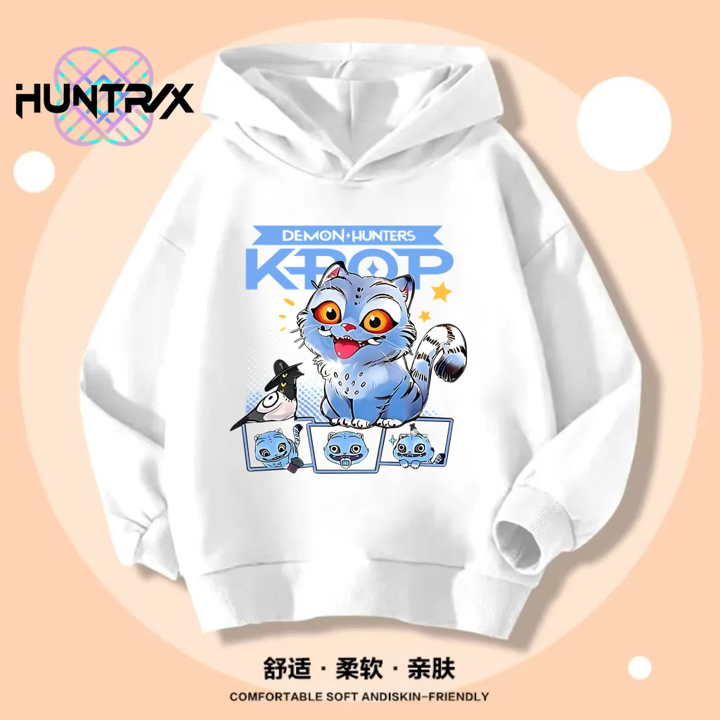 

2026 фильм KPop охотники на демонов, толстовки с героями мультфильмов для девочек и мальчиков, детские модные повседневные топы с корейским волнистым принтом, повседневная одежда для девочек