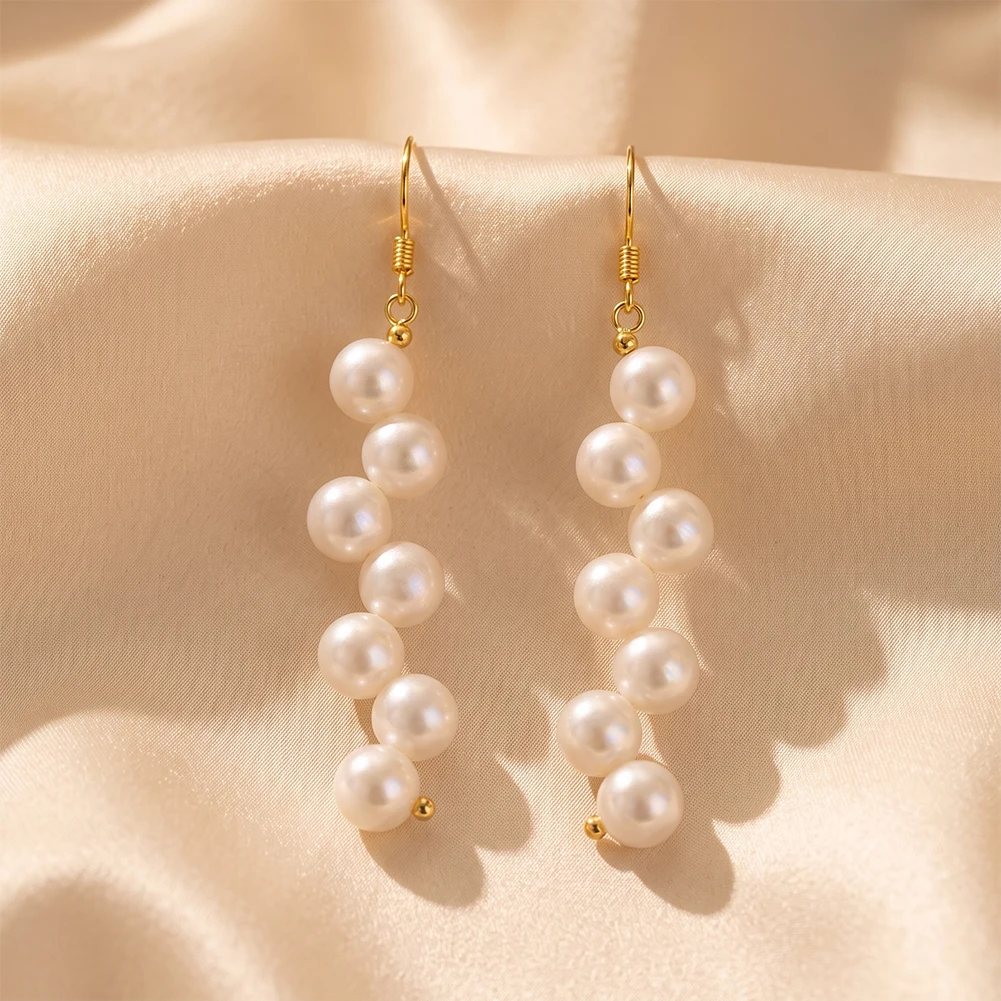KISS MANDY 925 Sterling Silver Thread Long Tassel Drop Earrings Freshwater Pearls Chain Wedding Elegant Trendy Gift GPE144