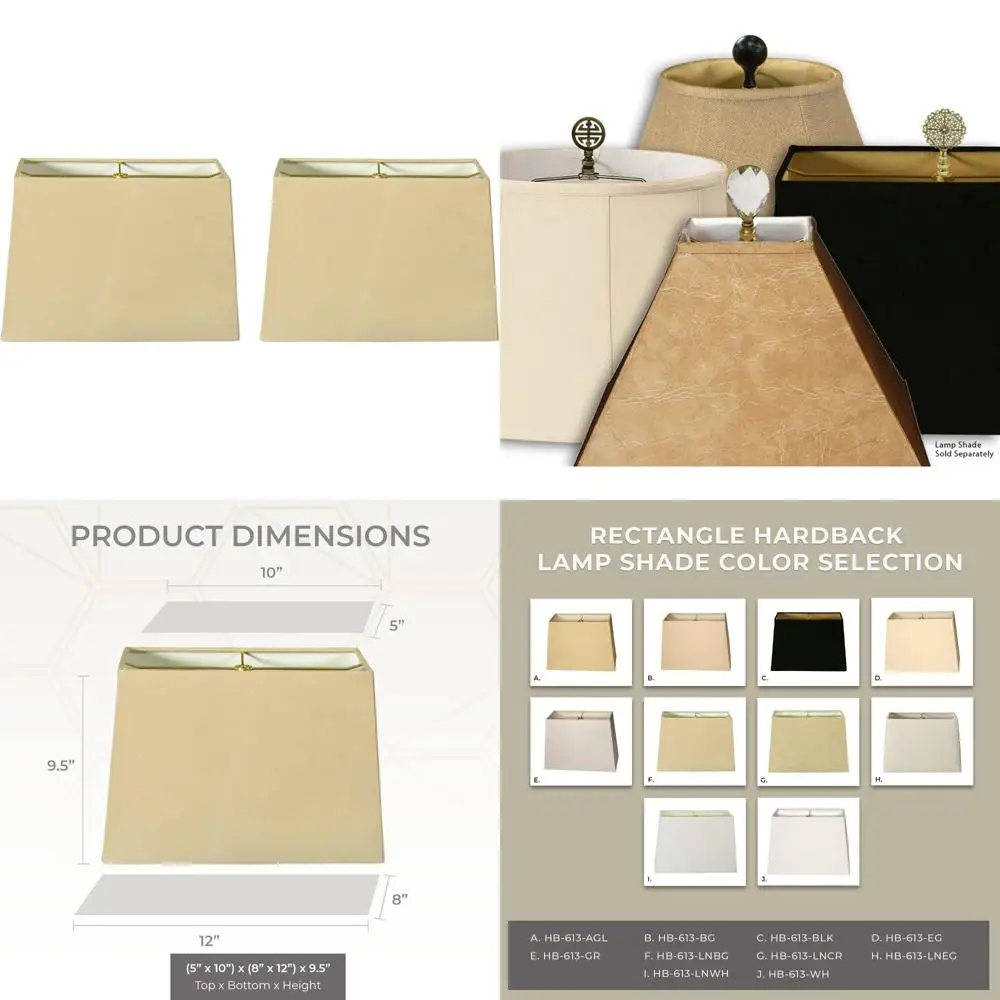 

Royal Designs, Inc. HB-613-12LNBG-2 Прямоугольный абажур в твердом переплете, (5 x 10) x (8 x 12) x 9,5, бежевый, 2 шт.