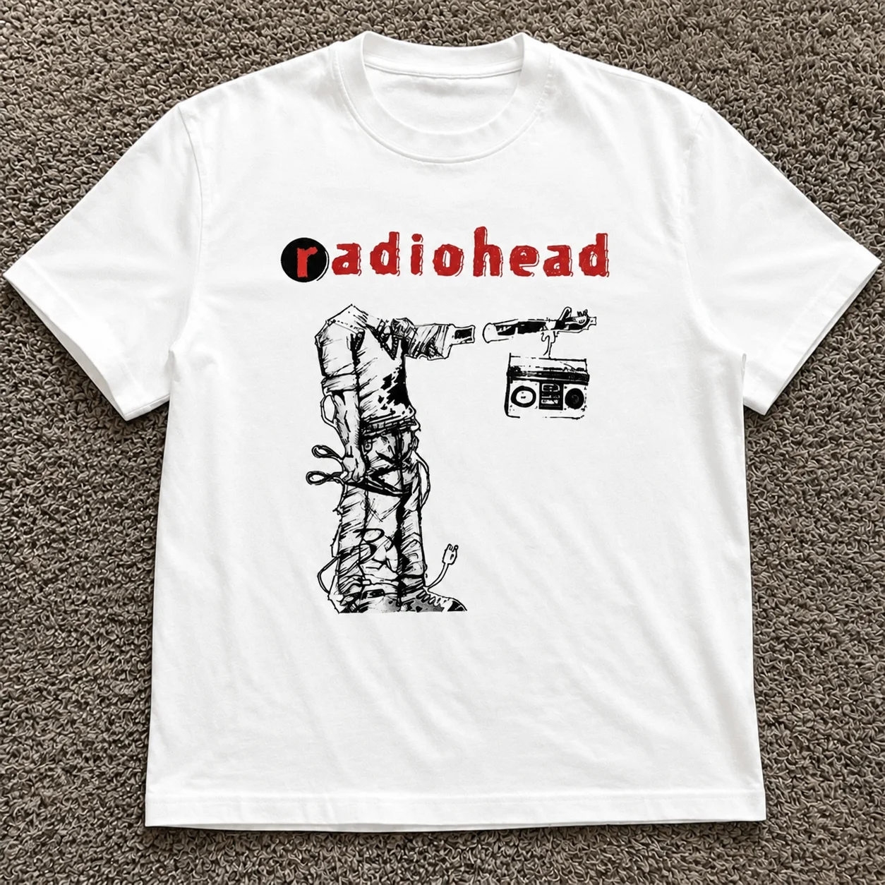 Vintage Radiohead-Muster Bedrucktes T-Shirt für Männer und Frauen, Baumwolle, Locker Geschnitten, Lässiges Kurzarm-T-Shirt, Herren-T-Shirts, Herrenbekleidung – Detail 8
