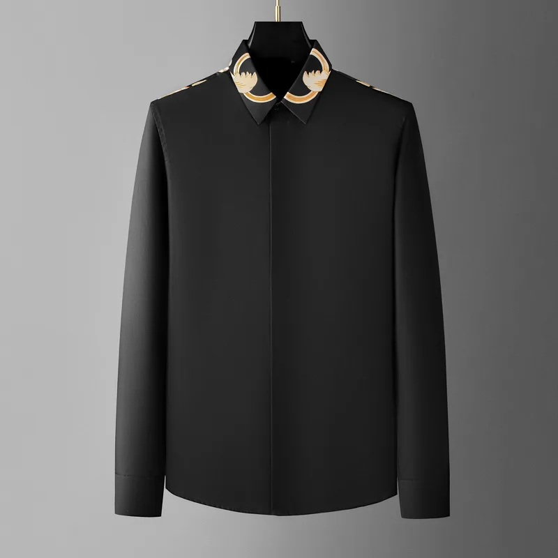 

Luxury Palace Style Men's Long Sleeve Shirt Autumn Fashion Slim Fit Cotton Casual Business Shirts Social Party Tuxedo Blouse