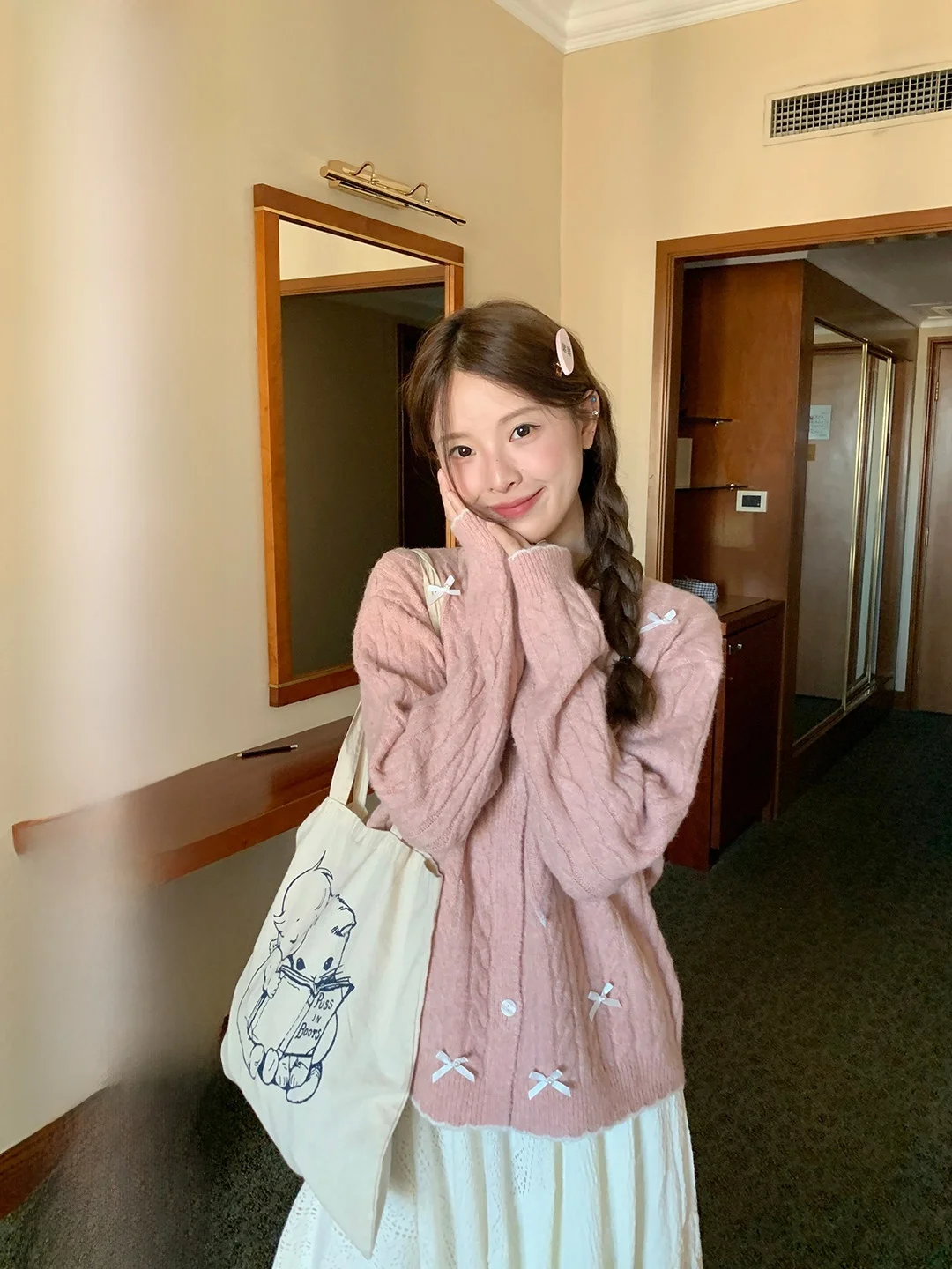 

Мягкий кардиган с узлами в корейском стиле, весенняя новинка, приталенный топ с нежными узлами