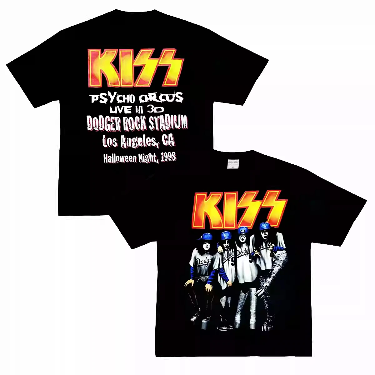 

2025 Kiss Band Vintage Hip-hop Rock Street Digital T-shirt Short-sleeved American High-quality