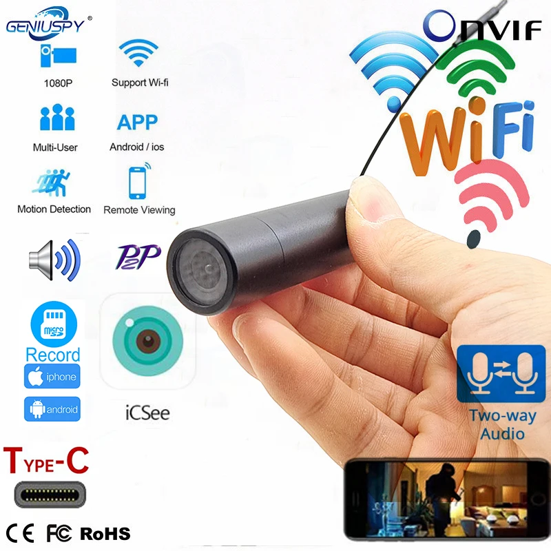 ICSEE 1080P 2MP 5V Mini Bike Bicycle Motorcycle Helmet Sport CCTV Rtsp Wifi Bullet Camera P2P Remote TF Card Slot 2 Way Audio