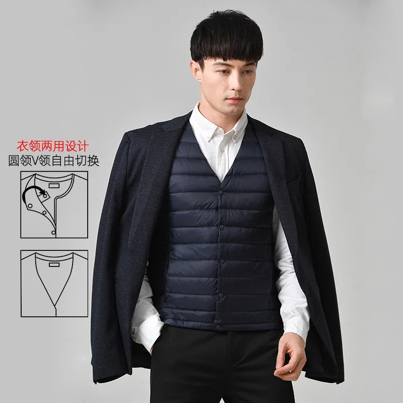 

Men's Clothing Autumn winter New Arrivals Men's Collarless Lightweight Down Jacket Vest Tank Top Round Neck Lining Outerwear