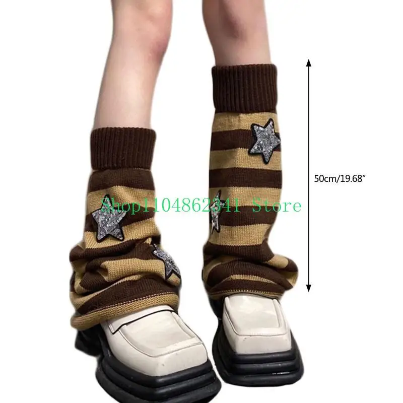 5asd thông thường sọc chân Flear Warmers Phụ nữ Gothic Harajuku Sequins Star Foot