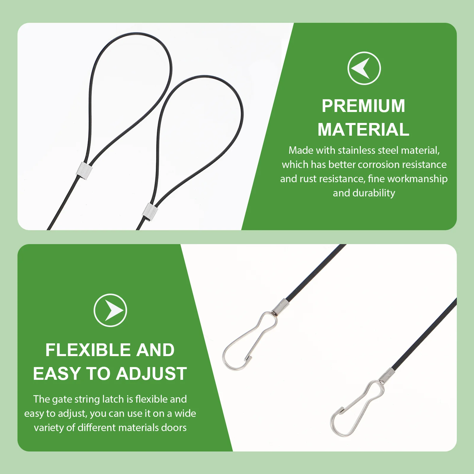 

4Pcs Stainless Steel Lanyard Cable Gate Latch String Easy Install Backyard Door Puller Security Gate Latch String