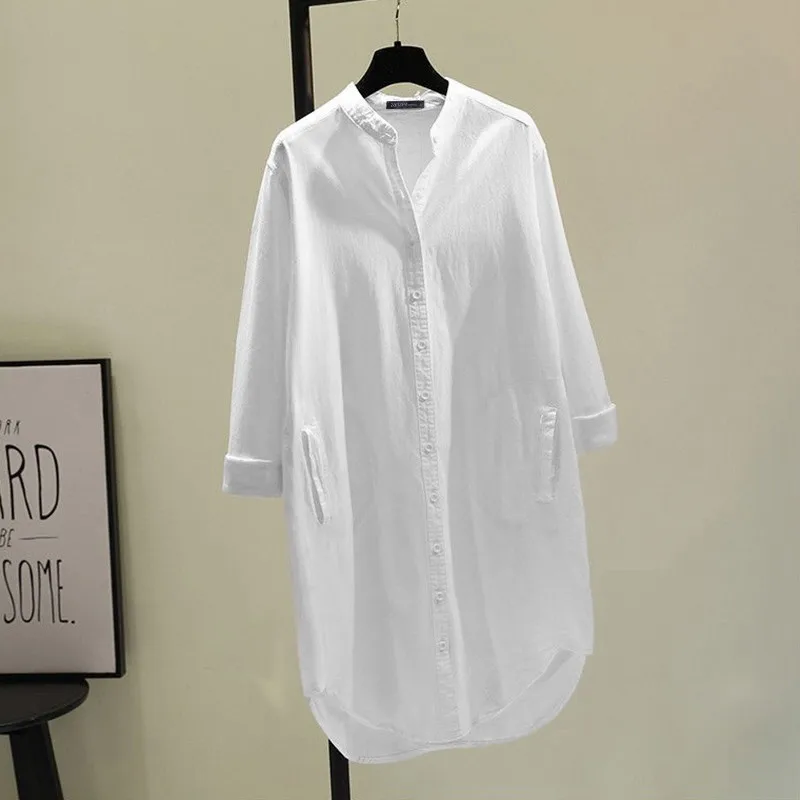 เสื้อคลุมผู้หญิงหลากสี แขนยาว ทรงหลวม สไตล์ลำลอง ผ้าฝ้าย ใส่ซ้อนเลเยอร์ได้ แฟชั่นเกาหลี สำหรับฤดูใบไม้ผลิและฤดูใบไม้ร่วง