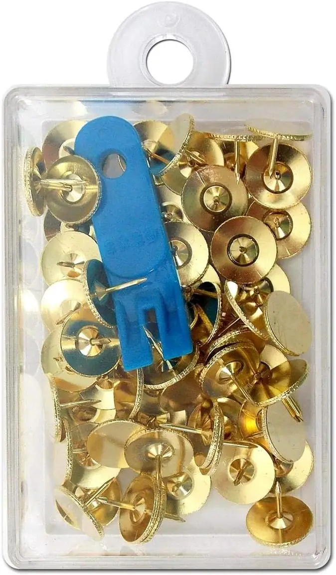 

Brass Tacks for Craft Projects with Remover - 60 Pack