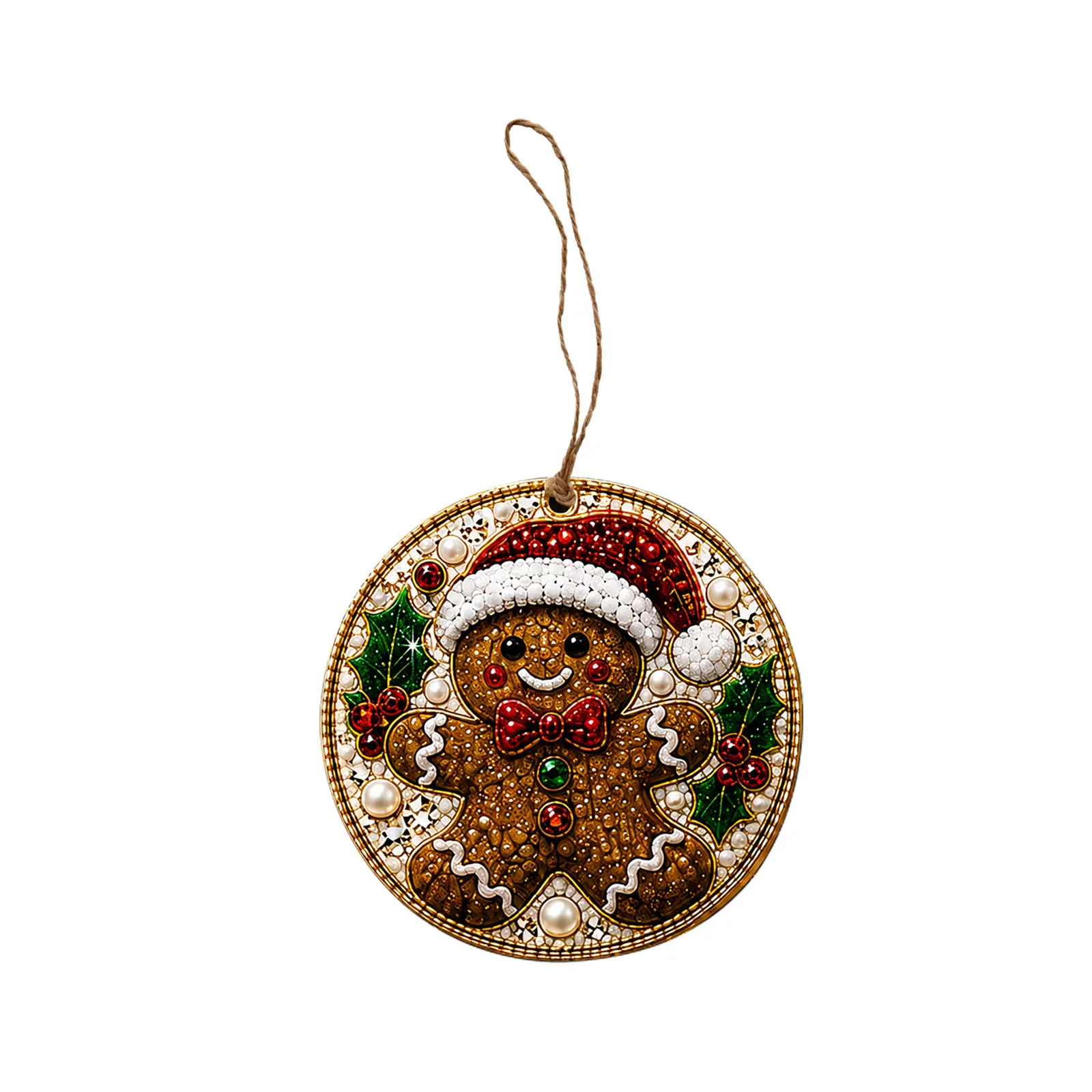 Colgante de perlas y diamantes de imitación para Navidad AMZ DIY, bolígrafo de diamantes de imitación en bolsa individual, arreglo navideño, colgante hecho a mano para padres e hijos.
