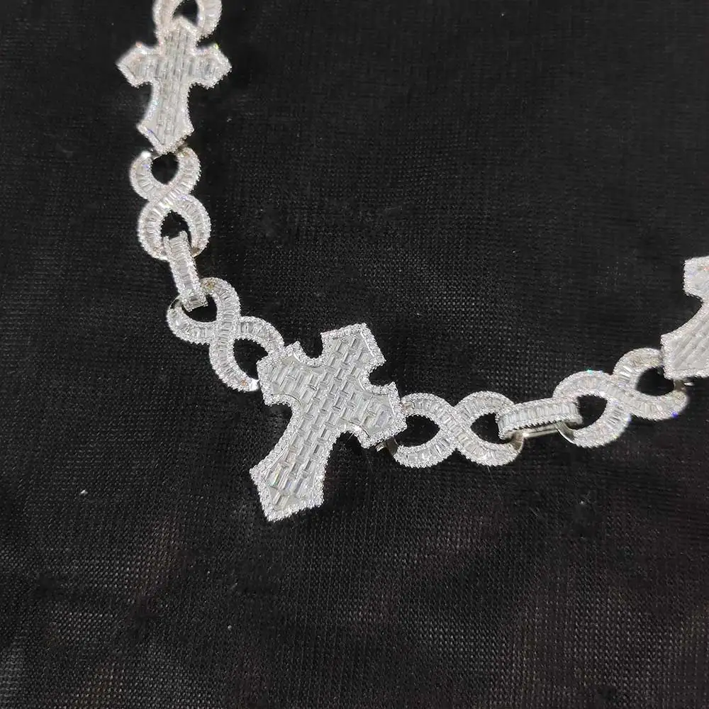 ESEllEM-Collier cubain en MF ite Big Cross, entièrement glacé, lien en CZ, bijoux luxueux, tour de cou hip-hop, mode