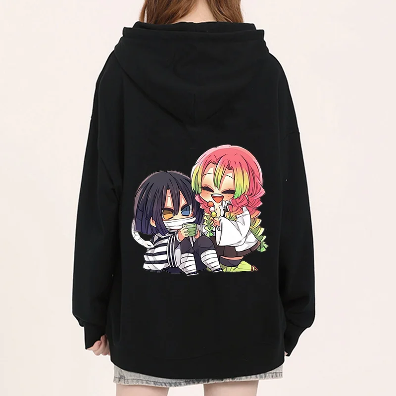 Demon Slayer Kanroji Mitsuri Japan Anime Printed felpe con cappuccio da donna Plus Size felpe Pullover a maniche lunghe da donna