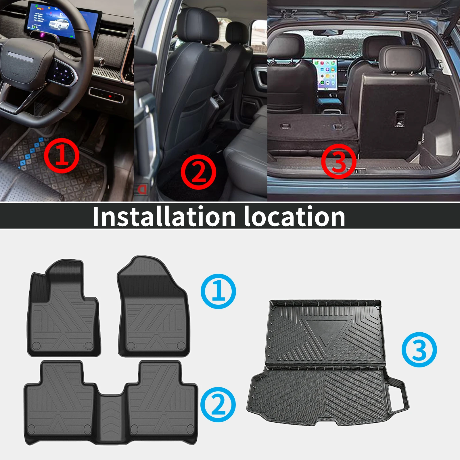 for Volvo XC90 B5 B6 Fuel  2016-2026 LHD Eco-Friendly TPE Car Floor & Trunk Mats, Non-Slip Dustproof (Not For RHD)