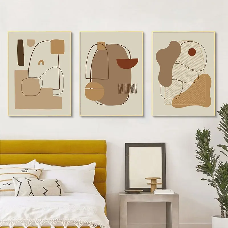 Modern Abstract Geometric Canvas Wall Art Poster Prints Color Block Painting Living Room Home Office Decor Picture Decoration