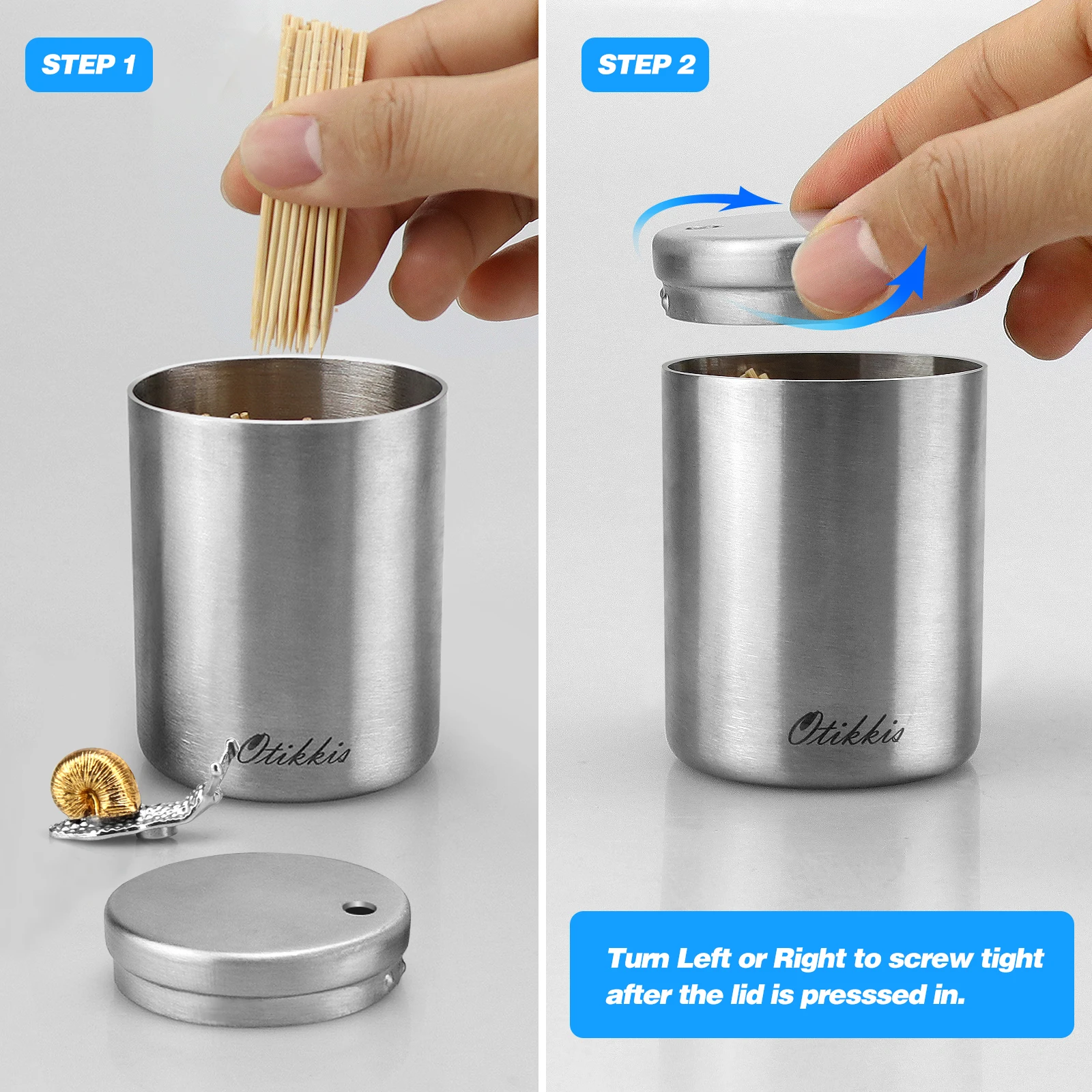 Creative Dust-proof  Stainless Steel Toothpick Holder Dispenser