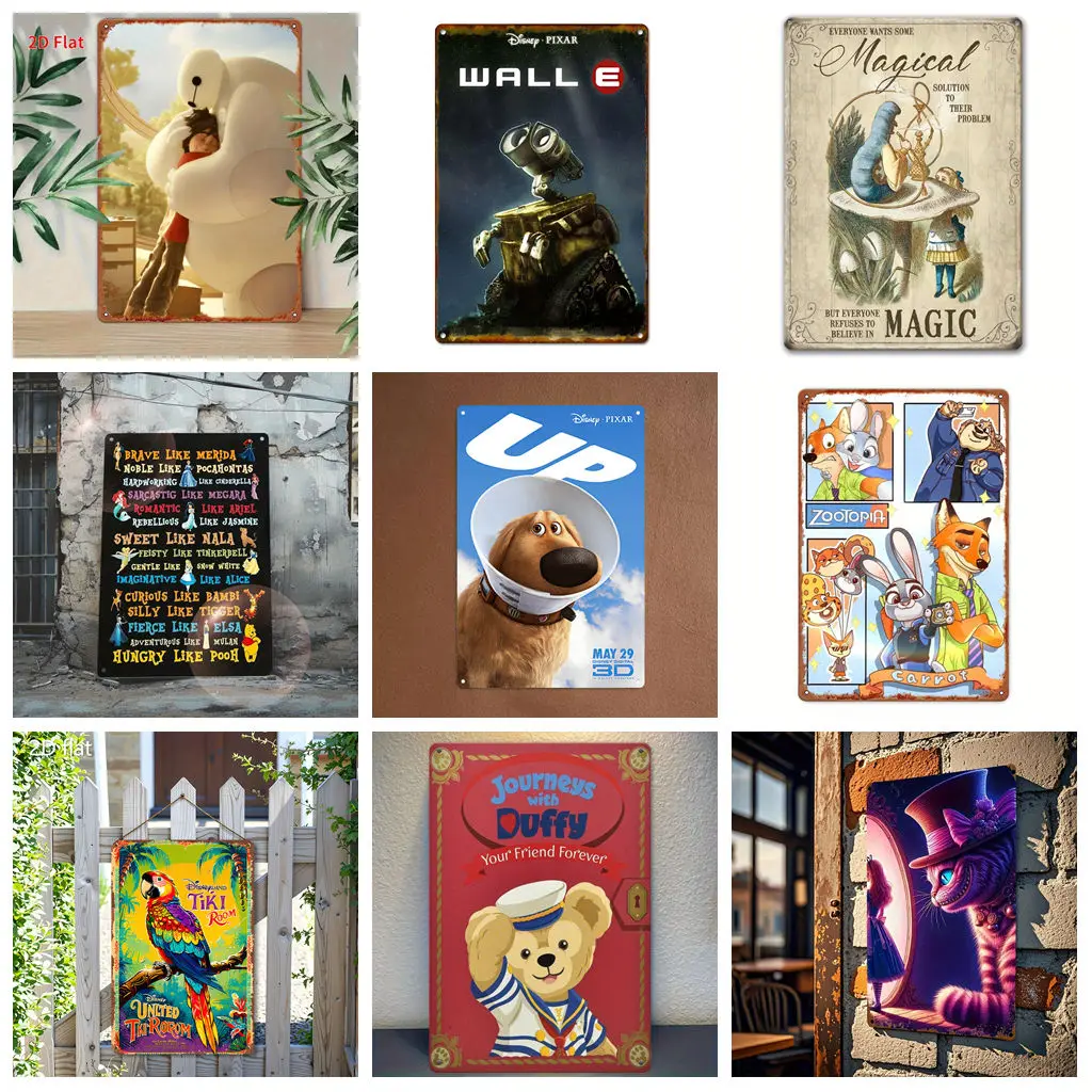 

Miniso Disney Animation Nostalgic Scene Decor Poster Tin Sign Metal Sign Decorative Plaque for Pub Bar Club Wall Decoration