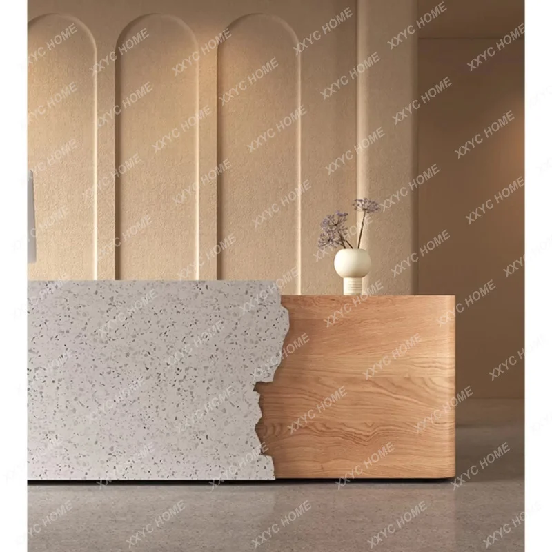 XX Modern Company Front Desk Office Front Desk  Log Style Homestay Long checkout page Bar